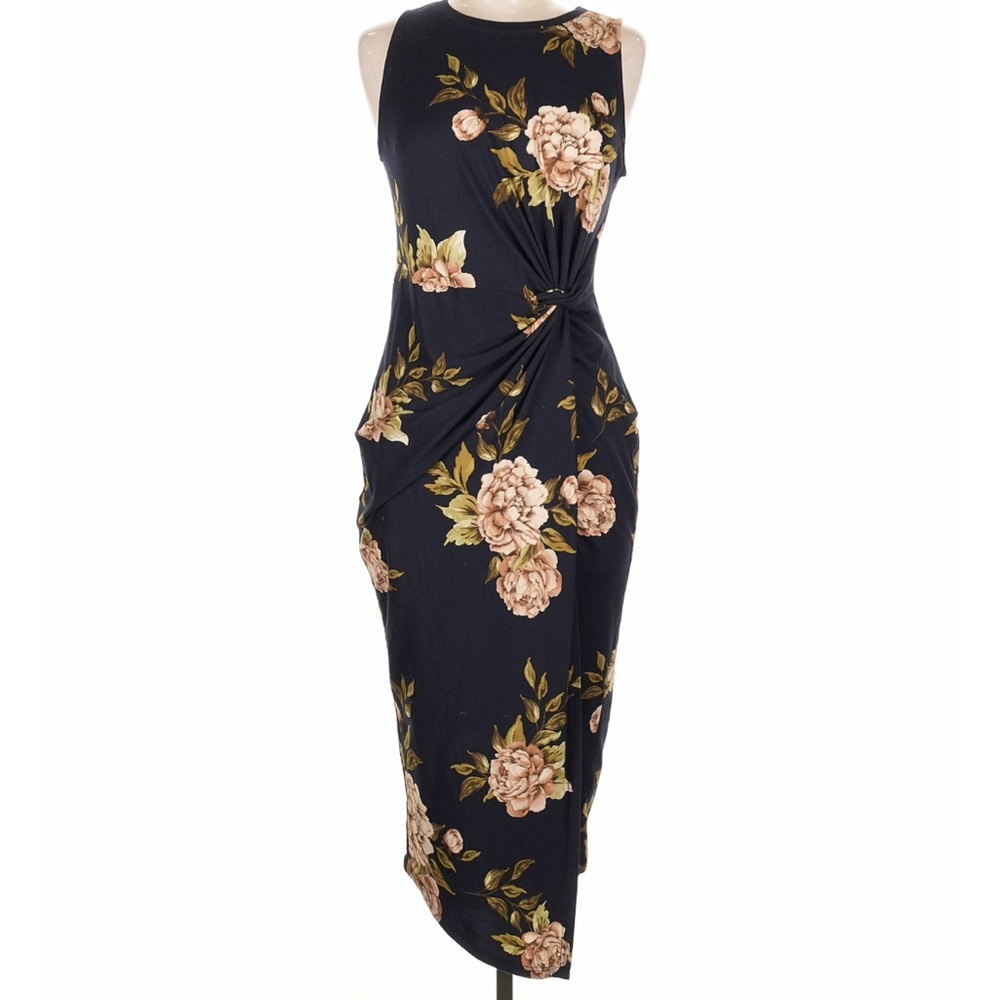 Nine Britton Navy Floral Midi cocktail Dress